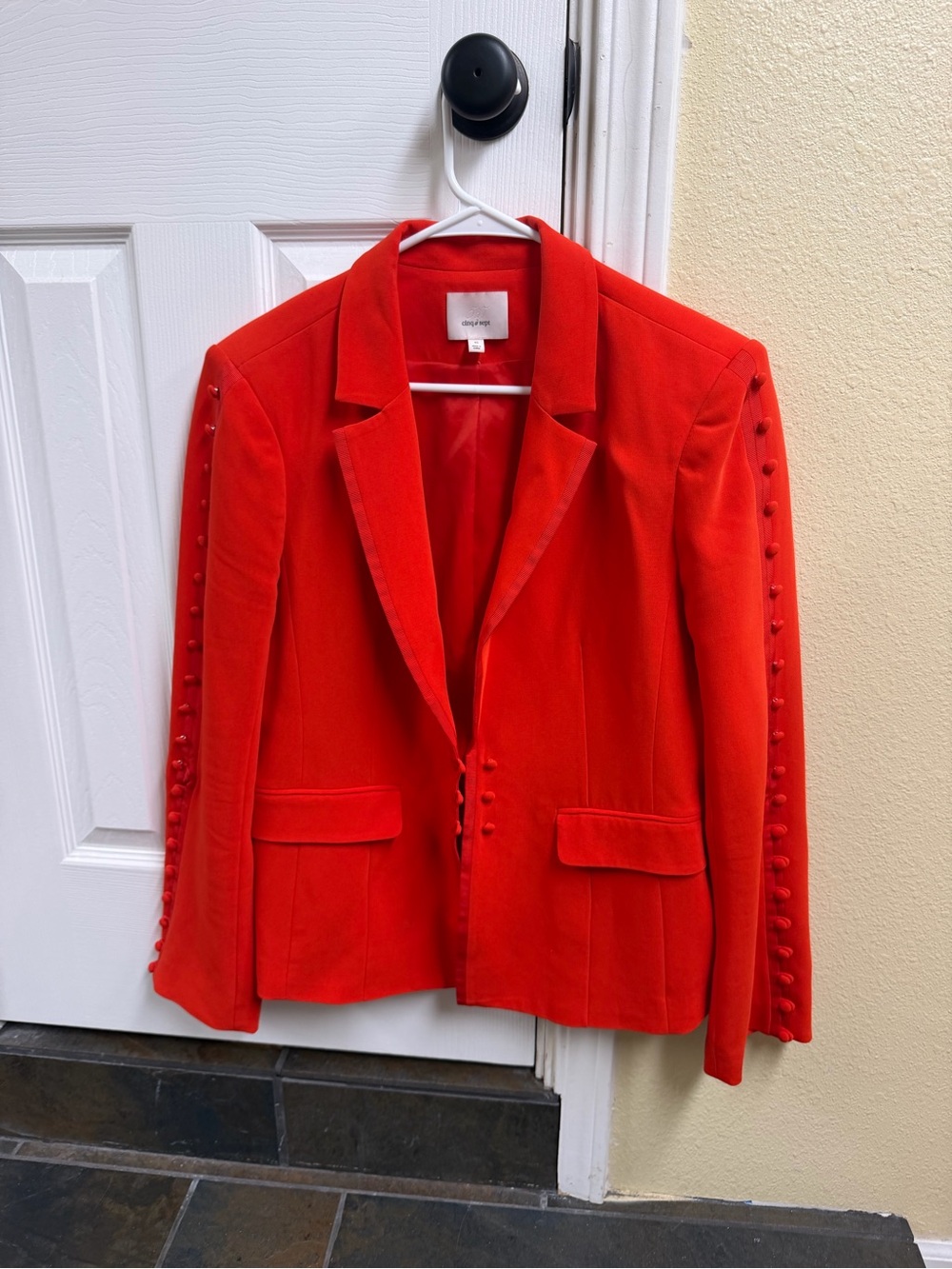 cinq a sept Red Button-Trim Blazer